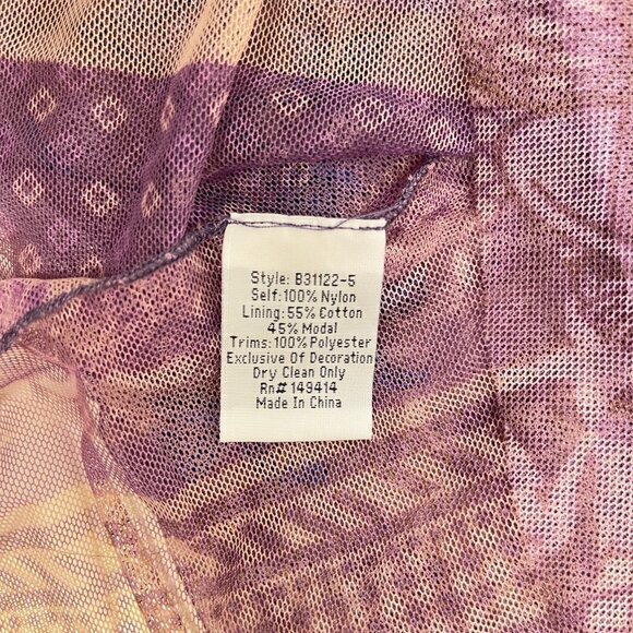 $398 NWOT JOHNNY WAS SILVANA Embroidered Floral MESH MIDI DRESS Size S Purple - Picture 12 of 15